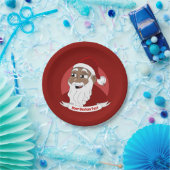 Cartoon met zwarte kerstman glimlachen papieren bordje (Feest)