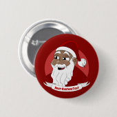 Cartoon met zwarte kerstman glimlachen ronde button 5,7 cm (Voorkant /achterkant)