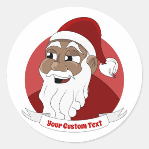 Cartoon met zwarte kerstman glimlachen ronde sticker