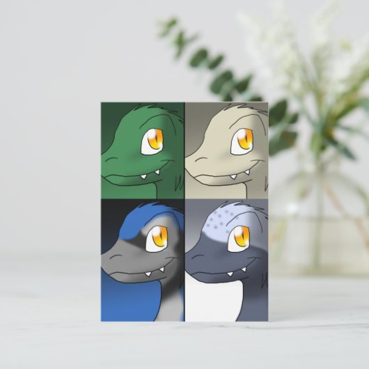 Cartoon Microraptors Dinosaurus Bladwijzer 1 Briefkaart (Staand voorkant)