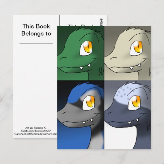 Cartoon Microraptors Dinosaurus Bladwijzer 1 Briefkaart (Voorkant / Achterkant)