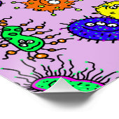 Cartoon Microscopische bacteriën insectenverdelgin Perfect Poster (Hoek)
