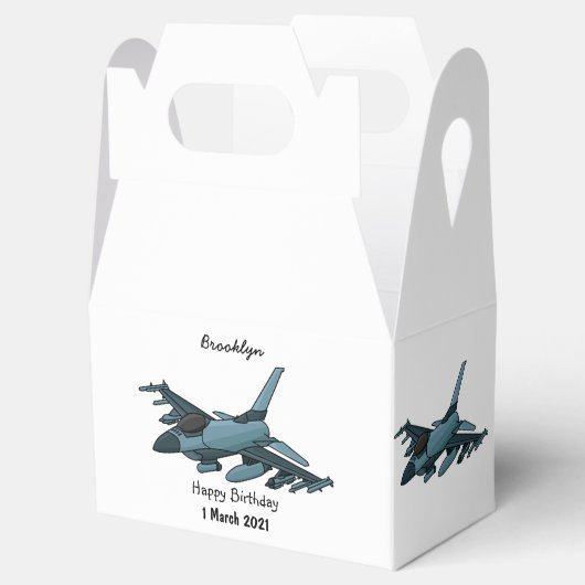 Cartoon militair jachtvliegtuig bedankdoosjes (Geopend)