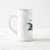 Cartoon militair jachtvliegtuig bierpul (Links)