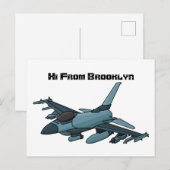 Cartoon militair jachtvliegtuig briefkaart (Voorkant / Achterkant)