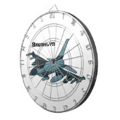 Cartoon militair jachtvliegtuig dartbord (Voorkant Rechts)