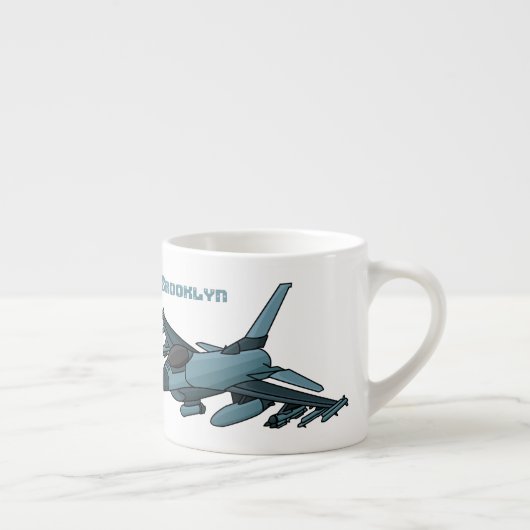 Cartoon militair jachtvliegtuig espresso kop (Rechts)