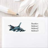 Cartoon militair jachtvliegtuig etiket (Insitu)