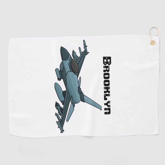 Cartoon militair jachtvliegtuig golfhanddoek (Horizontaal)
