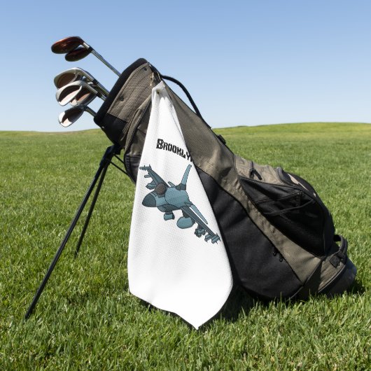 Cartoon militair jachtvliegtuig golfhanddoek (Groen)