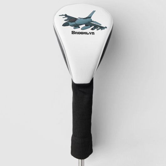 Cartoon militair jachtvliegtuig golfheadcover (Voorkant)