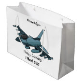 Cartoon militair jachtvliegtuig groot cadeauzakje (Achterkant Gekanteld)