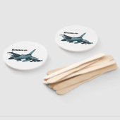 Cartoon militair jachtvliegtuig handwaaier (Niet-gemonteerd)