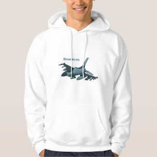 Cartoon militair jachtvliegtuig hoodie