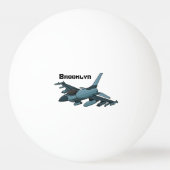 Cartoon militair jachtvliegtuig pingpongbal (Achterkant)