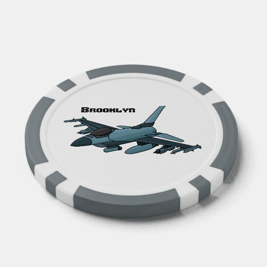 Cartoon militair jachtvliegtuig poker chips (Enkel)