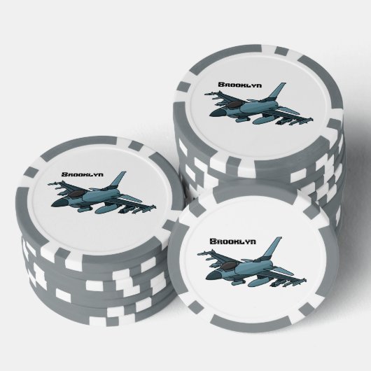 Cartoon militair jachtvliegtuig poker chips (Opstapeling)