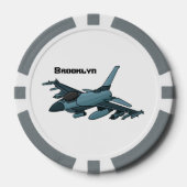 Cartoon militair jachtvliegtuig poker chips (Voorkant)