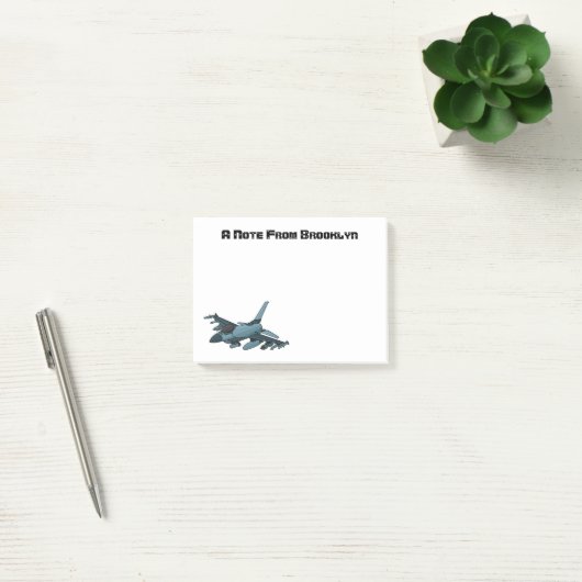 Cartoon militair jachtvliegtuig post-it® notes (Kantoor)