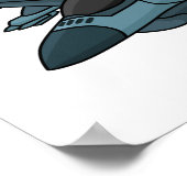 Cartoon militair jachtvliegtuig poster (Hoek)