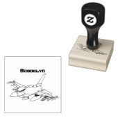 Cartoon militair jachtvliegtuig rubberstempel (Gestempeld)