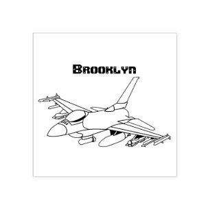 Cartoon militair jachtvliegtuig rubberstempel