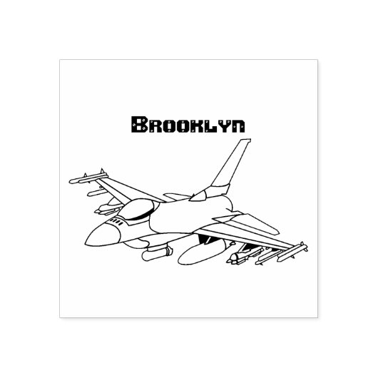 Cartoon militair jachtvliegtuig rubberstempel (Afrduk)