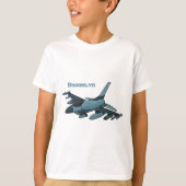 Cartoon militair jachtvliegtuig t-shirt (Voorkant)
