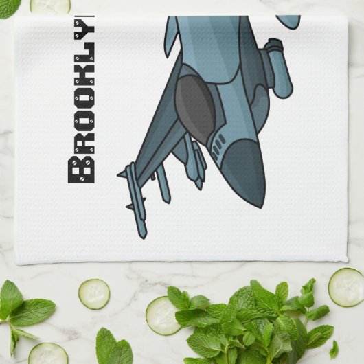 Cartoon militair jachtvliegtuig theedoek (Gevouwen)