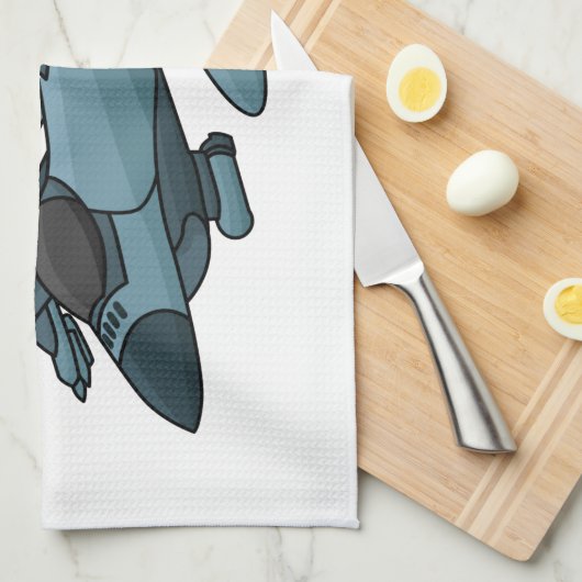 Cartoon militair jachtvliegtuig theedoek (Quarter Fold)