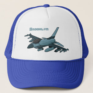 Cartoon militair jachtvliegtuig trucker pet