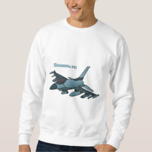 Cartoon militair jachtvliegtuig trui