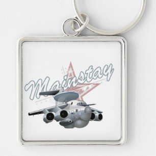 Cartoon militair vliegtuig sleutelhanger