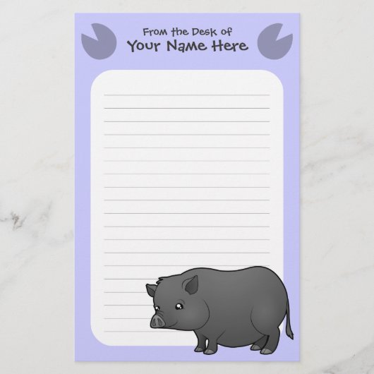 Cartoon Miniature Pig Briefpapier (Voorkant)