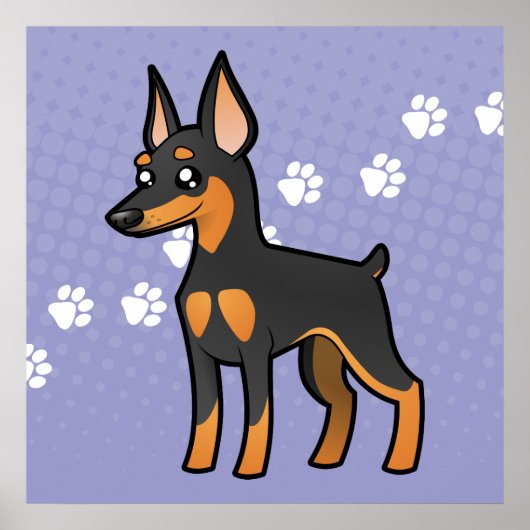 Cartoon Miniature Pinscher/Manchester Terrier Poster (Voorkant)