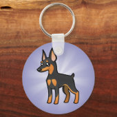 Cartoon Miniature Pinscher/Manchester Terrier Sleutelhanger (Voorkant)
