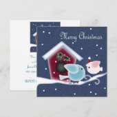 Cartoon minletoe Tortelduifjes Ons eerste kerstfee Kaart (Voorkant / Achterkant)