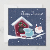 Cartoon minletoe Tortelduifjes Ons eerste kerstfee Kaart (Voorkant)