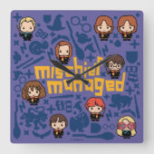 Cartoon "MISCHIEF MANAGED™" grafische Vierkante Klok (Voorkant)