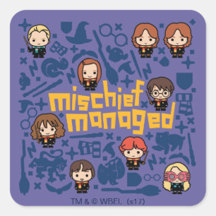Cartoon "MISCHIEF MANAGED™" Vierkante Sticker