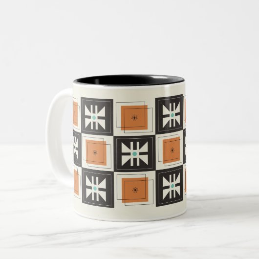 Cartoon Mod Amish Quilt - Monarch Tweekleurige Koffiemok (Voorkant links)