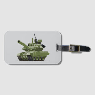 Cartoon moderne gepantserde tank bagagelabel