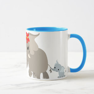 Cartoon Moeder Elephant en Calf Mok
