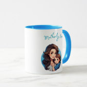 Cartoon moeder en dochter-moederlijke liefde mok (Voorkant rechts)