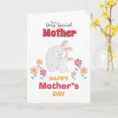 Cartoon moeder konijnenbloemen moederdag kaart (Gele Bloem)