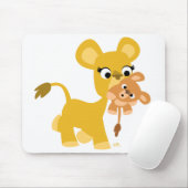 Cartoon Moeder Leeuw en Cub mousepad Muismat (Met muis)