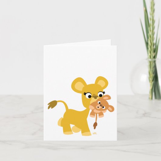 Cartoon Moeder Leeuw en Cub notecard Kaart (Voorkant)