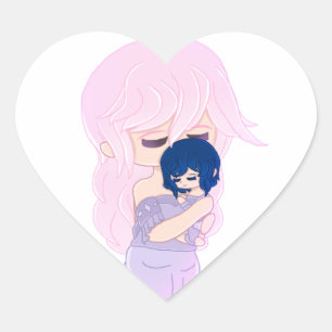 Cartoon moeder met haar baby meisje Sticker