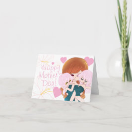 Cartoon moeder met haar tweeling Kaart