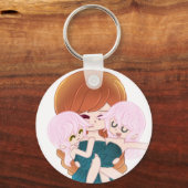 Cartoon moeder met haar tweeling Sleutelhanger (Voorkant)